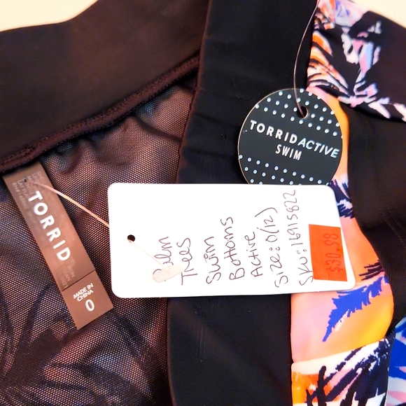 ❤️NWT VINTAGE TORRID SWIM BOTTOM - HIGH RISE POCKETS TROPICAL SUNSET SWIM BRIEF - Picture 8 of 11